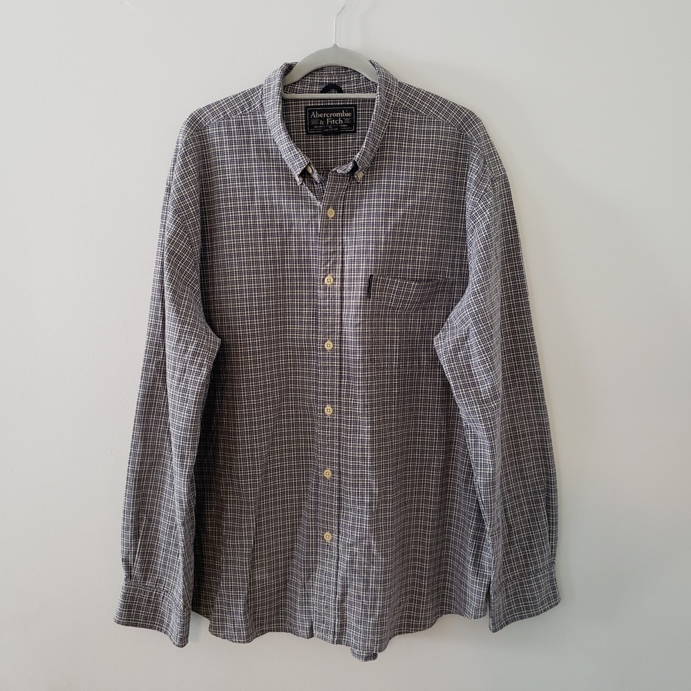 Vintage Abercrombie & Fitch Mens Plaid Button Down Shirt XL Long Sleeve Casual
